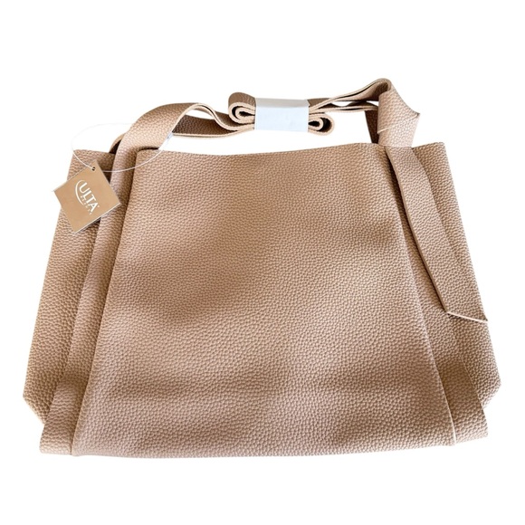 Ulta Faux Leather Tote Bag Beige Tan Nude Shoulder Bag NWT - Picture 1 of 2